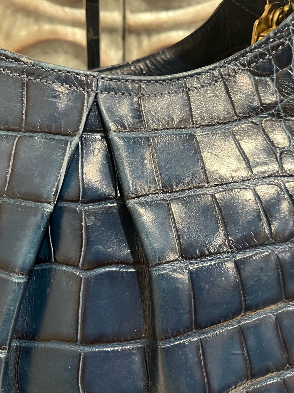 COACH Madison Maggie Blue Croc Embossed Leather Shoulder bag 14325 RARE! - Picture 5 of 12